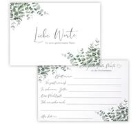 Cumnvulnt 30 biglietti di auguri per matrimonio, libro degli ospiti, con design eucalipto, biglietti di domande da riempire, dolce regalo di nozze, gioco di nozze, parole d'amore per la coppia di