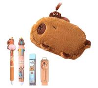 Cumnvulnt Capybara - Set di 6 astucci Capybara, cancelleria Capibara, con astuccio in peluche, matita per cancelleria, set regalo per bambini