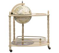 CUMYZO Globe Bar Wine Cabinet con ripiano inferiore in legno di eucalipto supporto per liquori autoportante espositore per vino per soggiorno Decor con ruote 70,1 x 45 x 88,9 cm