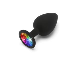 CUNEO ANALE CON PIETRA MULTICOLOR RAINBOW LARGE UNISEX NERO MORBIDO