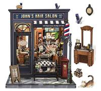 Cunfun Book Nook - Mini case e pezzi di puzzle in miniatura con rilievi in pezzi tridimensionali, come regalo per gli amanti dei puzzle femminili (John's Hair Salon)