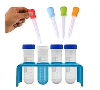 Cunlvyyds Pacchetto di Tubi di Prova per Bambini 9pcs per Bambini da 50 ml di Prove di plastica per scienziati con bancone e droupper per per Giocattoli scientifici