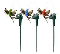 Cunlvyyds Paletto da giardino a forma di colibrì, 3 picchetti solari da giardino a forma di colibrì svolazzanti, impermeabili, alimentati energia solare/batteria, decorazione per per esterni