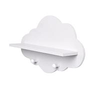 Cunlvyyds Scaffali delle nuvole 3pcs simpatico scaffale galleggiante in legno a forma di nuvola bianca con appendiabiti per latta per la cuffia per la scuola materna, scaffali a parete