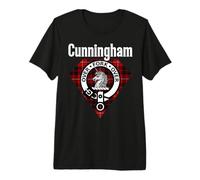 Cunningham Clan Nome Scozzese Stemma Tartan Maglietta Premium