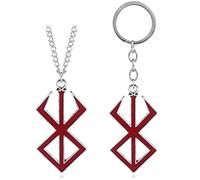 CuNto Anime Berserk - Collana portachiavi con simbolo della mitologia vichinga nordica (2 pezzi), Colore: rosso, M
