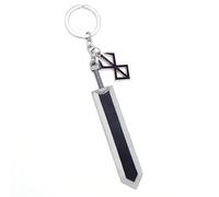 CuNto Gioco Berserk Guts Spada Portachiavi Leggenda Guerriero Nero Zinco Lega Ciondolo Portachiavi Armi Portachiavi Auto Uomini Anime Accessori, Nero , L