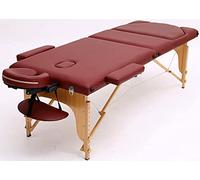 CUNTO Lettino per massaggi con 3 gambe in legno e pelle PU, regolabile in altezza, lettino per massaggi termali, 599,6 kg, per spa (rosso)