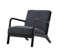 CUNTO - Poltrona imbottita in tessuto di lino, con gambe in legno di gomma, stile retrò, comoda poltrona imbottita per reception e lettura