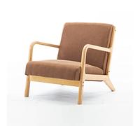 CUNTO Poltrona, per camera da letto, comoda sedia per piccoli spazi, sedia da lettura in legno con tappetino in tessuto ottomano e schienale, sedia da salotto confortevole accento per camera da letto