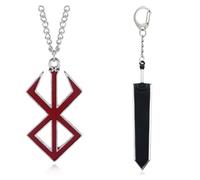 CuNto Portachiavi anime Berserk Swordsman Guts Dragonslayer spada logo ciondolo unisex portachiavi auto zaino decorazione gioielli regalo (2 pezzi), nero, Large