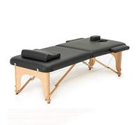 CUNTO Tavoli a 2 sezioni, larghezza 70 cm, portatile, pieghevole, letto per fisioterapia con cuscino a forma di S, per la casa (nero)