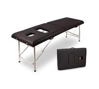 CUNTO Tavoli SPA Tavolo da Massaggio Pieghevole in Alluminio a 2 Sezioni Divano SPA Tavolo da salone di Bellezza per Trattamento terapeutico (marrone)