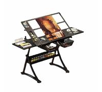 CUNTO Tavolo da disegno artistico con 2 cassetti per adulti/artisti, altezza regolabile da 0 a 50°, inclinabile da 0 a 50°, per casa, ufficio, arte, artigianato, scrivania, quadri, postazione di