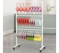 CuNtoHHH Appendiabiti da Negozio al Dettaglio con Ruote, Ripiani a 3 Livelli per organizzare i Vestiti, gruccia in Tubo di Metallo per Biancheria Intima, Reggiseni, Esposizione di pantalonc