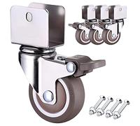 CuNtoHHH Ruote girevoli con Freni e Piastra Girevole a U, Set da 4, Ruote in Gomma TPR con Cuscinetti a Sfera, Ruote silenziose per mobili, Lettino per Bambini, armadietti, tavoli, Supporti Fai da Te