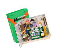 CUNZJIA Tiny House - Set di modellini per case delle bambole in scala ridotta, con illuminazione a LED calda, alimentazione