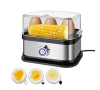 Cuocere a vapore professionale a 6 uova, 400 W, in acciaio inox e plastica ABS, per uova, riso, verdure e altro ancora, con protezione contro il surriscaldamento e design staccabile