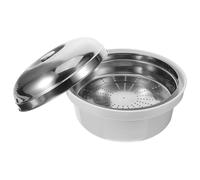 Cuoci Riso a Vapore per Microonde in Acciaio Inox Coperchio | Impugnature, Struttura Ampia e Copertura che Riduce la Perdita D’acqua, per Ravioli e Panini, Argento