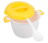 Cuoci Riso per Microonde Multifunzione in PP Giallo con Coperchio | Vapore Uniforme, Manici Laterali con Blocco, per Cereali e Avanzi, Adatto a Casa e Viaggio