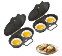 Cuoci Uova Microonde 2 Cavità con Coperchio Riutilizzabile Cuociuova | Prepara 2 Omelette con Coperchio Bicchieri Antiaderenti Uova Camicia per Colazione Ufficio Scuola Casa (Grigio Scuro-2pc)