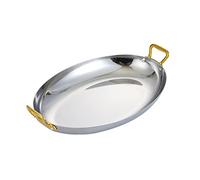 Cuocipadella Ovale in Acciaio Inox con Doppio Manico da 36 cm - Utensili da Cucina per Frutti di Mare per Uso Domestico, al Ristorante o in Campeggio - Fibbia in Metallo Argentato per Un AUT