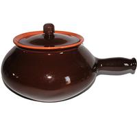 CUOCIPATATE IN TERRACOTTA BRUNELLA CON COPERCHIO • cm 22