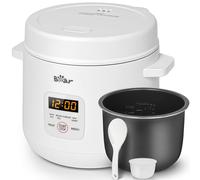 Bear Cuociriso 2 tazze non cotte, Multifunzionale 300W Cuociriso Elettrico con Funzione di Mantenimento del Calore, Funzione Preimpostata Mini Cuociriso Elettrico, Bianco