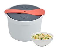 Cuociriso a Microonde, Ottime Prestazioni di Tenuta, Set di Pentole per Riso Al Vapore Set di Pentole per Riso da 2 Litri in Materiale PP per Uso Alimentare(Arancia)