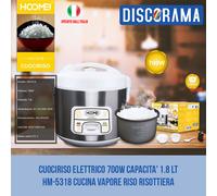 CUOCIRISO ELETTRICO 700W CAPACITA' 1.8 LT HM-5318 CUCINA VAPORE RISO RISOTTIERA