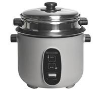 Cuociriso elettrico con cestello per cottura a vapore, pentola interna antiaderente e funzione di mantenimento del calore, perfetto per pasti in famiglia, include spatola e misurino