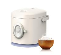 Cuociriso Mini da 1,2L, Piccola Pentola per Riso Giapponese con Funzione Mantieni in Caldo e Timer, Rivestimento in Cristallo Nero e Contenitore per Cottura a Vapore in Acciaio Inox per Viaggio, Casa