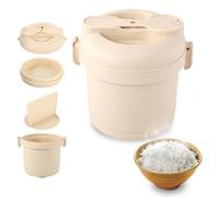 Cuociriso per microonde, cottura a vapore con paletta per riso, coperchio, piatto in plastica senza BPA