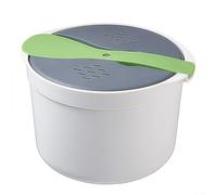 Cuociriso per microonde in polipropilene, pentola portatile con colino per riso, verdura, pasta e zuppe, preparazione rapida e lavabile in lavastoviglie, verde