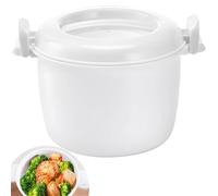 Cuociriso portatile in plastica, bianco, forno a microonde, coperchio incluso, grande, piccolo, ideale da viaggio, contenitore termico multifunzionale per il pranzo