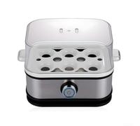 Cuociuova 6 in 1 in acciaio inox con spegnimento automatico, bolle, braccone, strapazzate, vapori e cuoce frittate per un massimo di 6 uova contemporaneamente, sistema di riscaldamento da 400 W