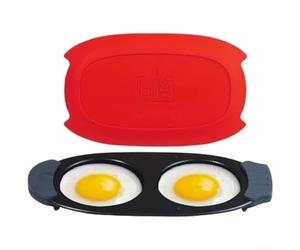 Cuociuova a ingombro ridotto per uso a microonde con doppie aree di cottura, supporta vari stili di uova con una supervisione minima