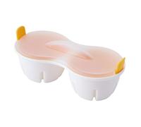 Cuociuova a microonde, a due cavità, 22 x 8,7 x 11 cm, strumento veloce per la colazione, in polipropilene compatto con coperchio, contenitore portatile per la preparazione dei pasti per casa