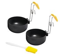 Cuociuova, Anello per Uova in Acciaio Inox, Caldaia per Uovo Antiaderente con Orecchio Appeso Pieghevole e Pennello Olio per Cucina