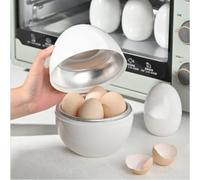 Cuociuova compatto da 15,9 cm per cucina da viaggio (uova bianche) | Cuoce 4 uova in 9 minuti, morbide o sode, non necessita di misurazione dell'acqua, ideale per una colazione rapida