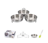 Cuociuova in acciaio inox, 3 tazze per uova in camicia, antiaderente con griglia per forno a microonde e piano cottura a vapore