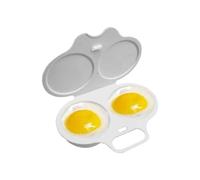 Cuociuova in camicia per microonde, riutilizzabile, per cuocere le uova in camicia, 2 cavità antiaderenti con coperchio, bollitore per uova in camicia a doppia tazza per utensili da cucina, bianco (1