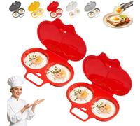 Cuociuova In Microonde Per 2 Uova, Con Coperchio E Manico | Stampo Per Uova In Camicia A Due Coppette, Utensile Colazione Per Sandwich, Toast E Preparazione Pasti
