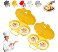 Cuociuova In Microonde Per 2 Uova, Con Coperchio E Manico | Stampo Per Uova In Camicia A Due Coppette, Utensile Colazione Per Sandwich, Toast E Preparazione Pasti
