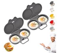 Cuociuova In Microonde Per 2 Uova, Con Coperchio E Manico | Stampo Per Uova In Camicia A Due Coppette, Utensile Colazione Per Sandwich, Toast E Preparazione Pasti
