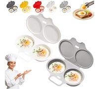 Cuociuova In Microonde Per 2 Uova, Con Coperchio E Manico | Stampo Per Uova In Camicia A Due Coppette, Utensile Colazione Per Sandwich, Toast E Preparazione Pasti