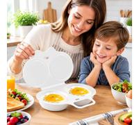 Cuociuova Microonde, Portauova in Camicia, 2 Scomparti | Rivestimento antiaderente, riscaldamento uniforme, con maniglia, portatile, ideale per colazione, ufficio e viaggi(A)