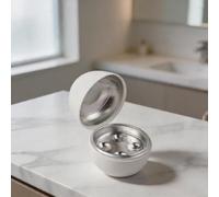 Cuociuova per microonde, in plastica ABS, riutilizzabile, per 4 uova, funzione di cottura a pressione, per colazione, cucina, 15,9 x 13,3 cm, bianco