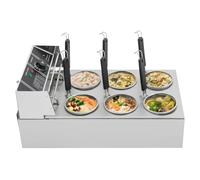 Cuoco di pasta, 2000 W, commerciale, cuoco per pasta, elettrico, con 6 cestini, temperatura regolabile, 140 ℉-392 ℉ 64 x 35 x 31 cm, per tagliatelle, spaghetti, verdure bollite