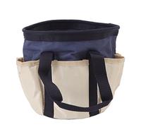 CUOFYUNL Borsa per Attrezzi da Giardino Rotonda Borsa per Attrezzi da Giardinaggio in Tessuto Oxford con 6 Tasche per Uomo Donna Giardiniere (Blu scuro con colore crema)